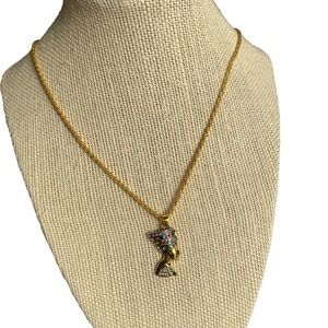 Egyptian Style Pharoah Bust Pendant Gold Necklace
